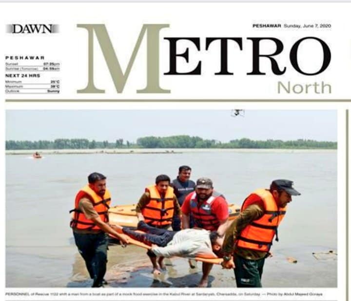 Rescue 1122 KPK conducted training sessions at Sardaryab River to meet possible flood threats during Monsoon Season.